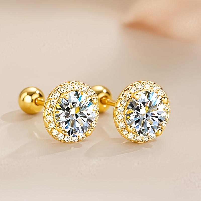 LOVESSOM 925 Sterling Silver Moissanite Stud Earrings, Gift for Her